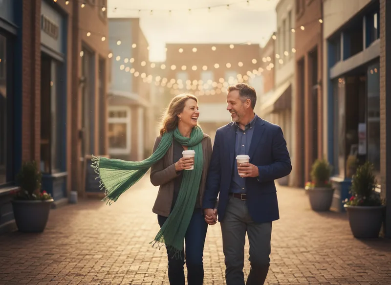 Couple enjoying a weekend stroll after successful epidural injection treatment