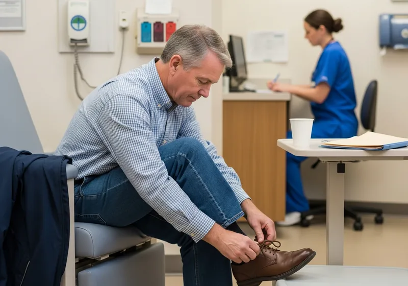 Patient relaxing in the recovery lounge after a radiofrequency ablation procedure